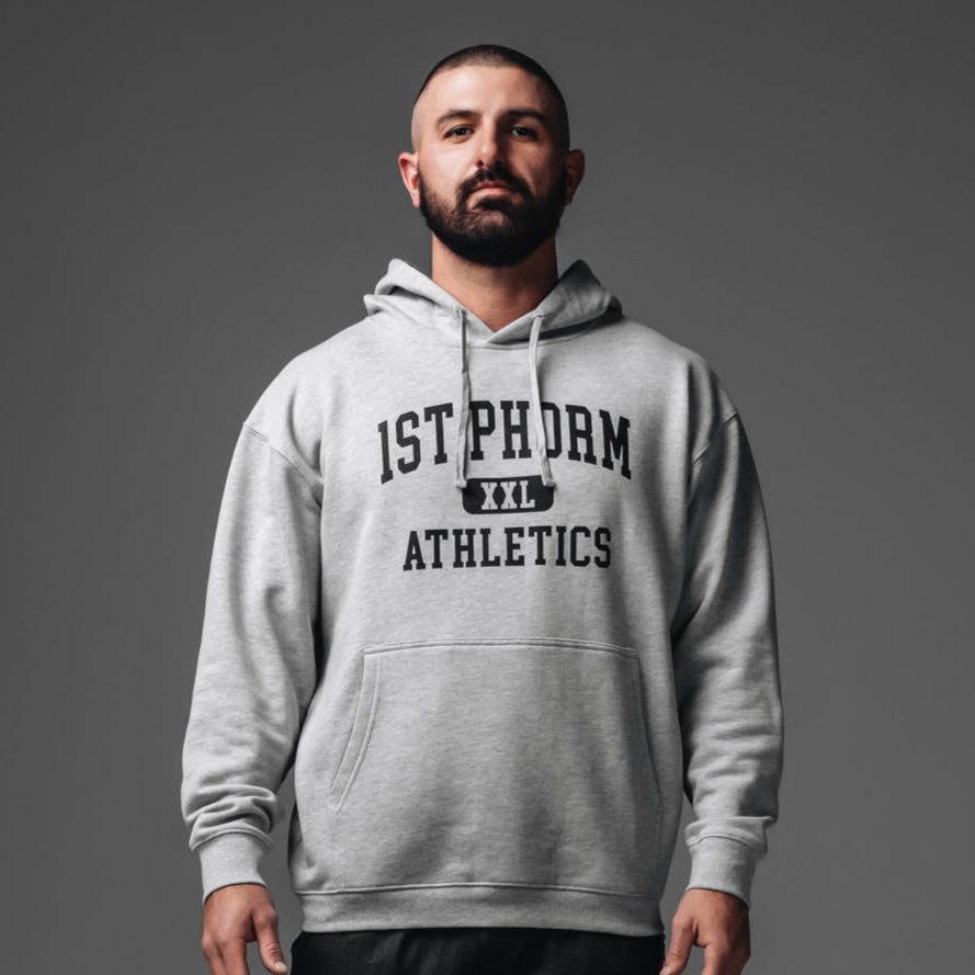 Men s Retro Gym Hoodie Size Small in Grey Cotton by 1st Phorm
