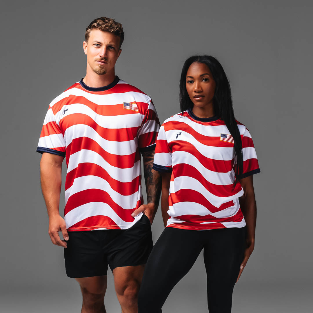  サッカーシャツ レッド ホワイト ストライプ 250 1P Home Soccer Jersey | 1st Phorm