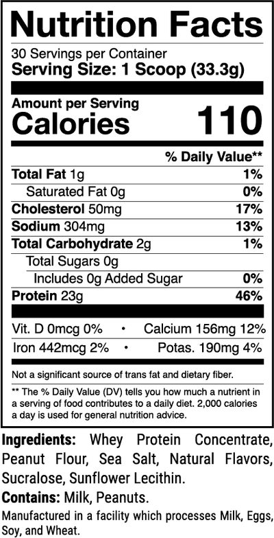 Level-1 Salted Peanut Butter Nutrition Facts
