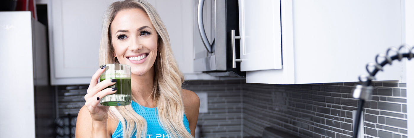 1st Phorm Athlete Jenna Fail Drinking Opti-Greens 50