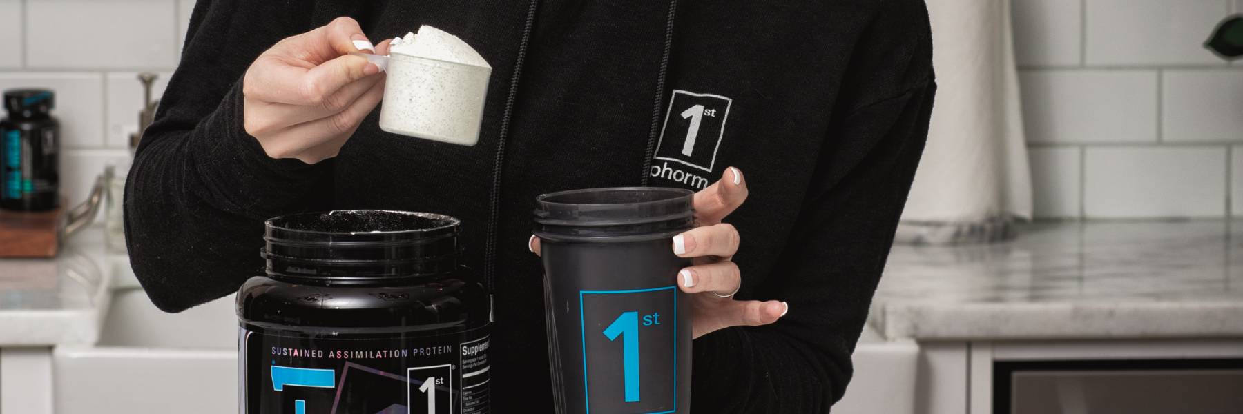 Woman Scooping Protein