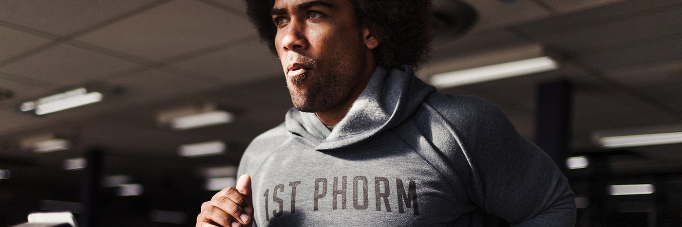 Man Wearing a 1st Phorm Hoodie