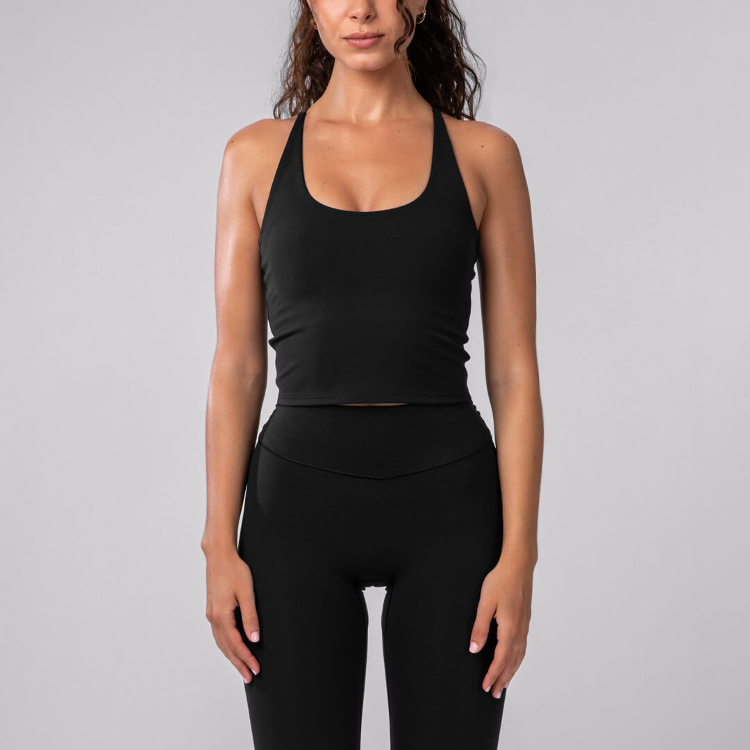 Compression Yoga Black Align Tank With Built In Bra And Strappy