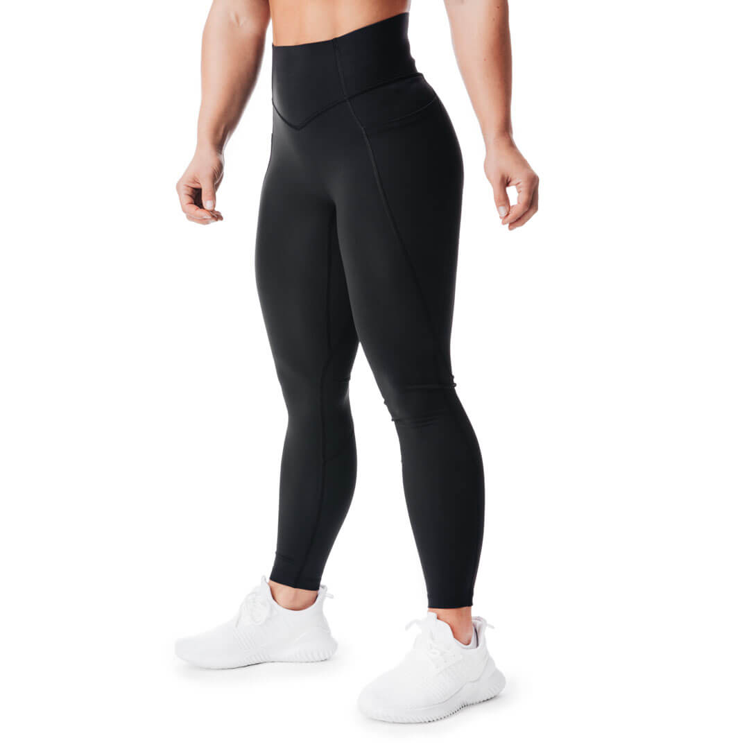 Reebok Womens Highrise Running Compression Athletic Pants, Black, Medium 