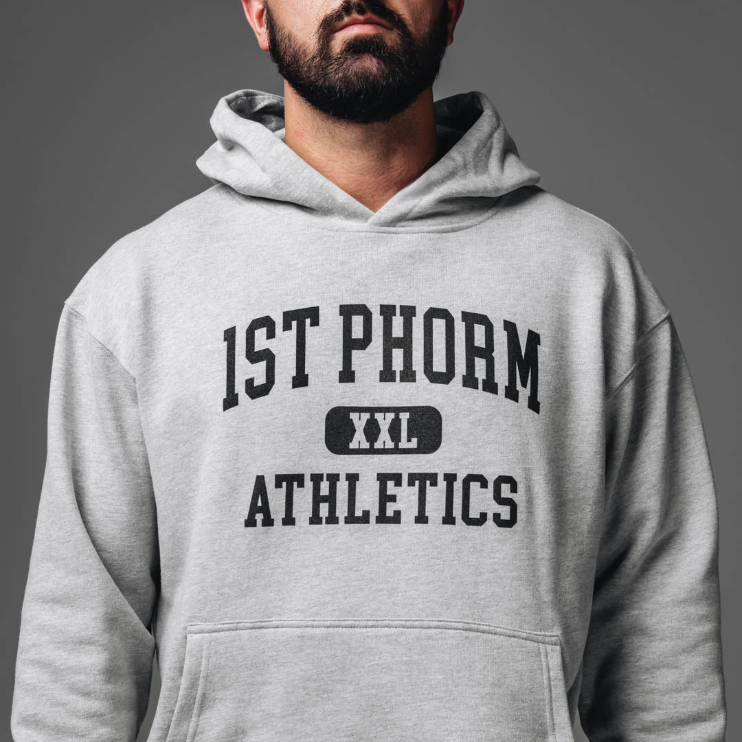 Men s Retro Gym Hoodie Size Small in Grey Cotton by 1st Phorm