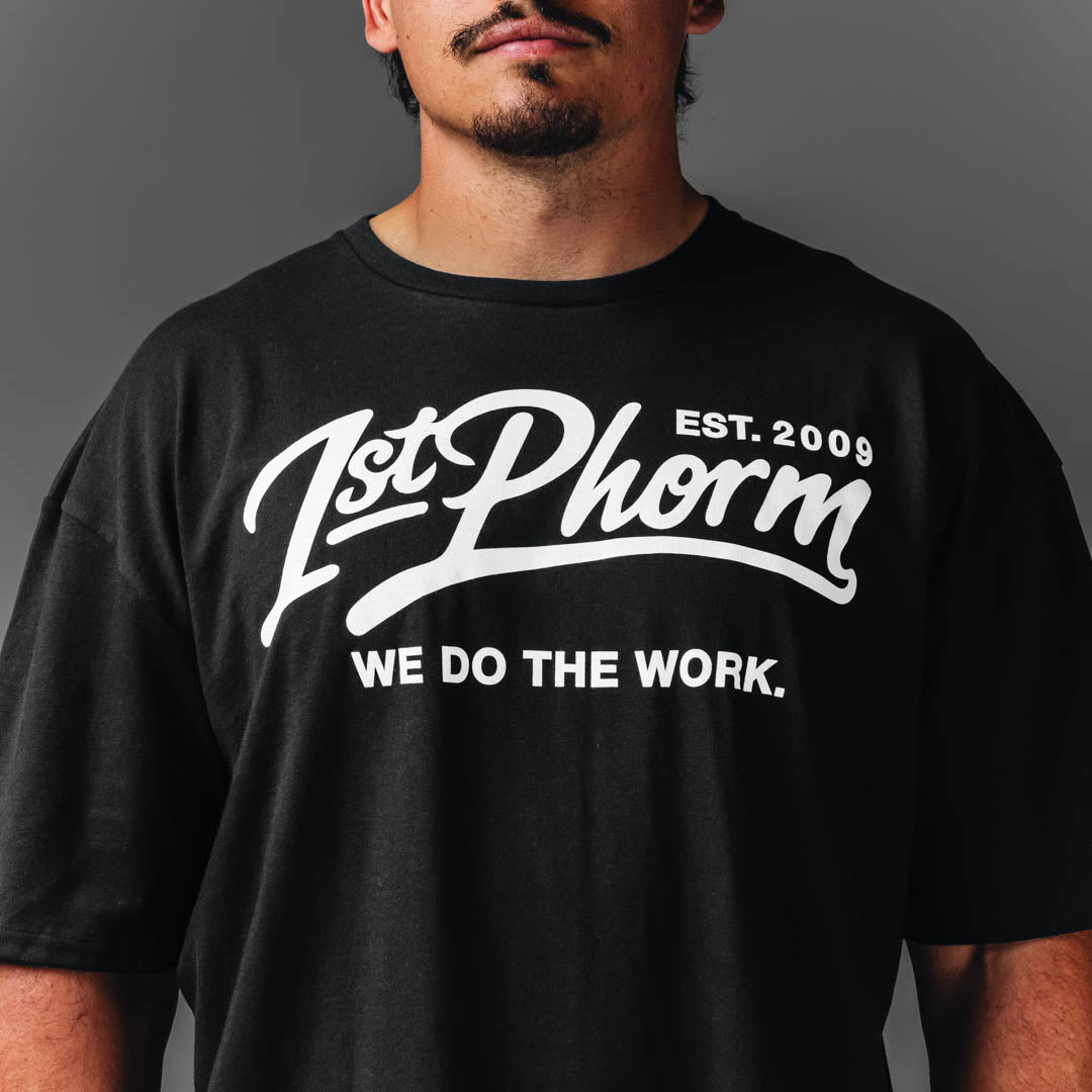 トップス the phos half sleeve tee (Black) Script Classic Oversized Tee | 1st Phorm