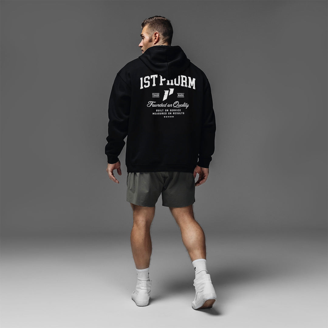 Men s Crest Founded On Quality Hoodie Size 3XL in Black Cotton by 1st Phorm