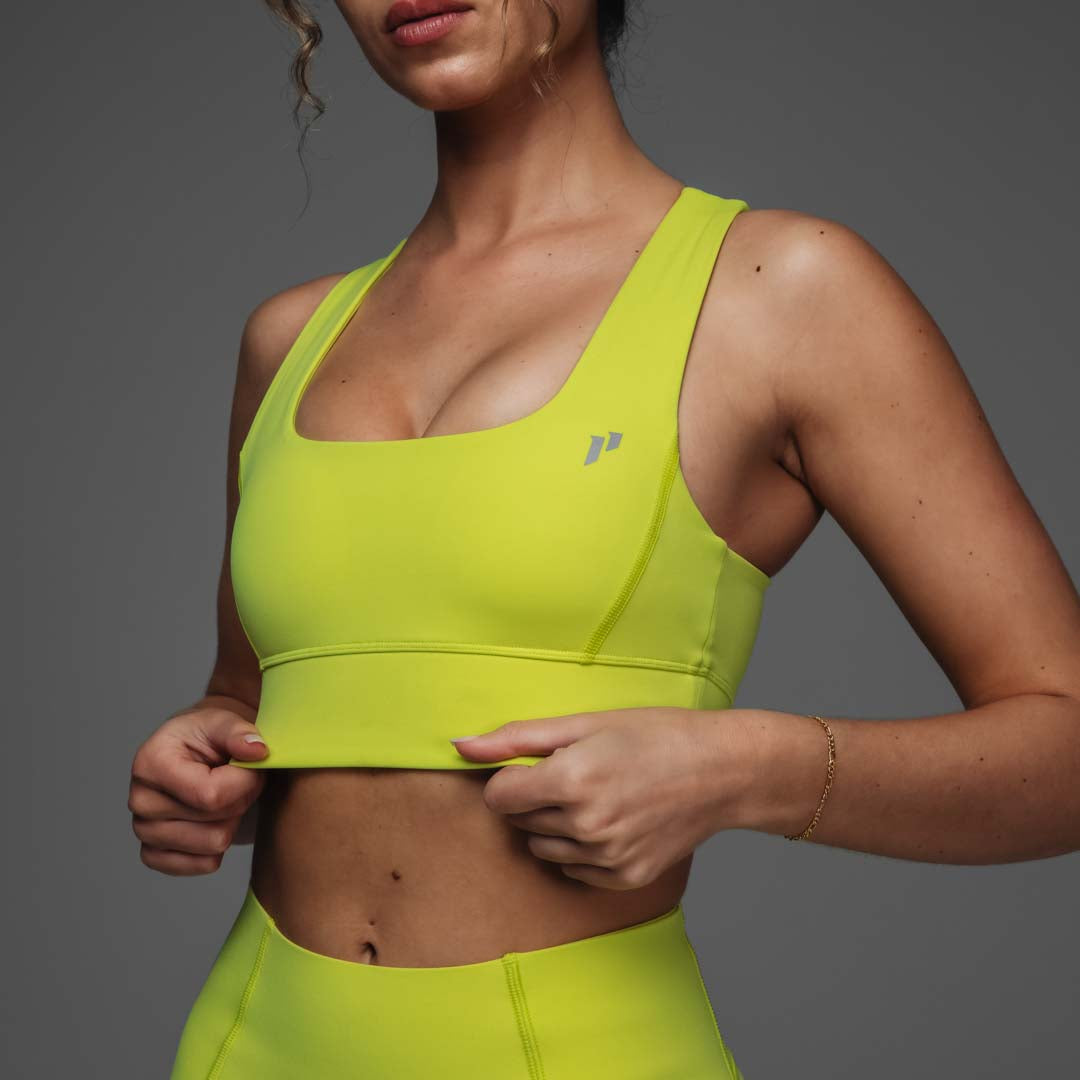 Neon yellow sports bra discount