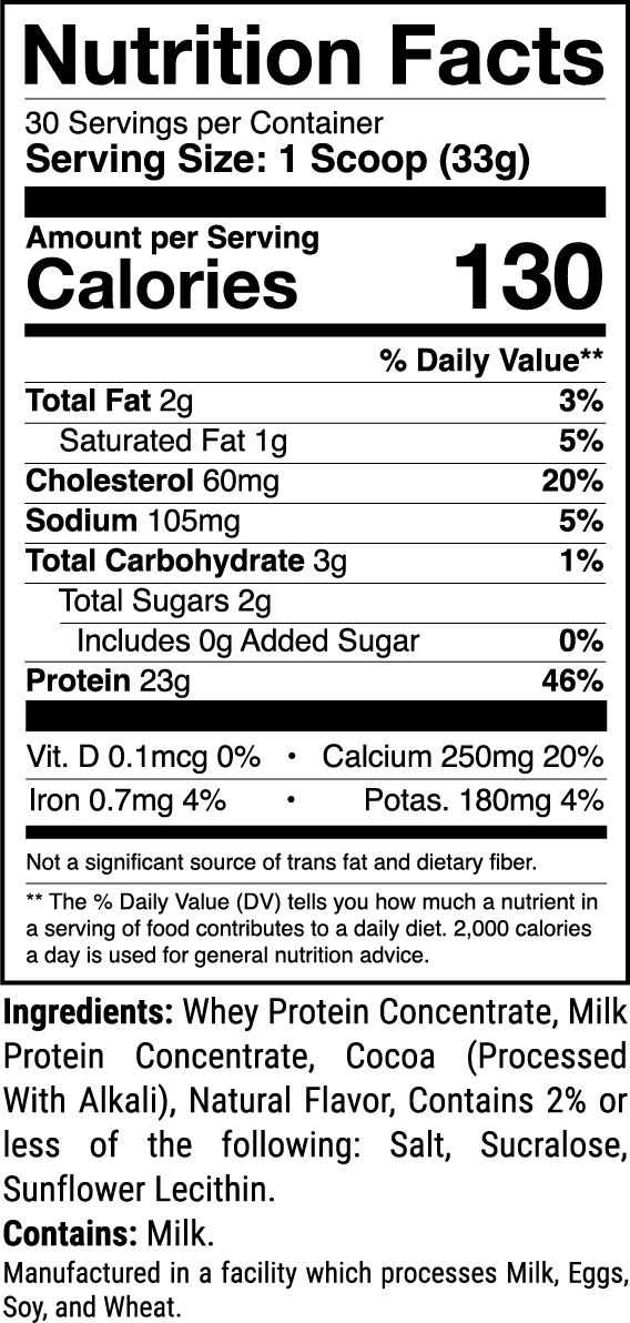 Level-1 Milk Chocolate nutrition facts panel