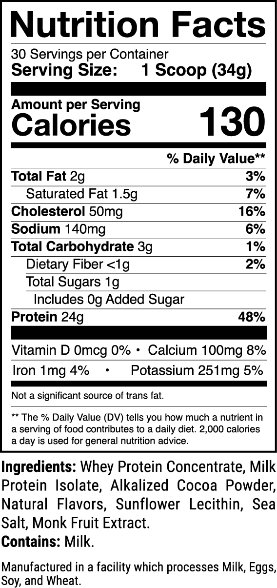 Level-1 Natural Chocolate nutrition facts panel
