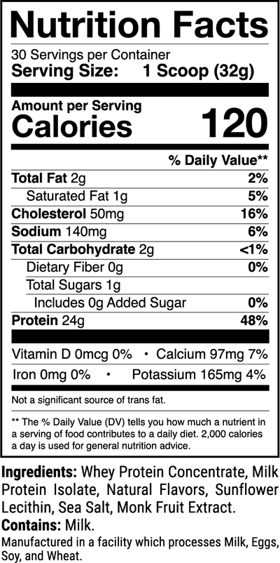 Level-1 Vanilla Natural nutrition facts panel