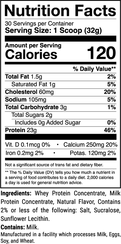 Level-1 Vanilla Ice Cream nutrition facts panel (1 of 2)