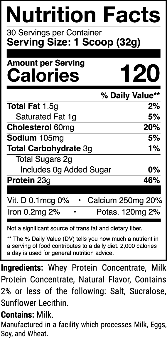 Level-1 Vanilla Ice Cream nutrition facts panel (1 of 2)