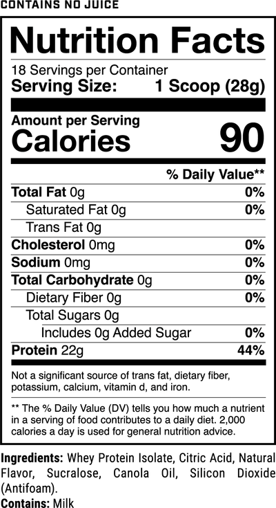 Phormula-1 Clear Lemonade nutrition facts panel
