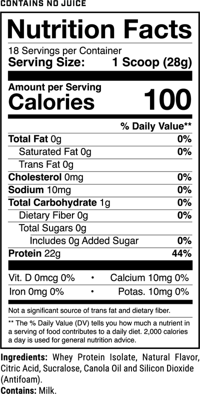 Phormula-1 Clear Ruby Red Sunrise nutrition facts panel