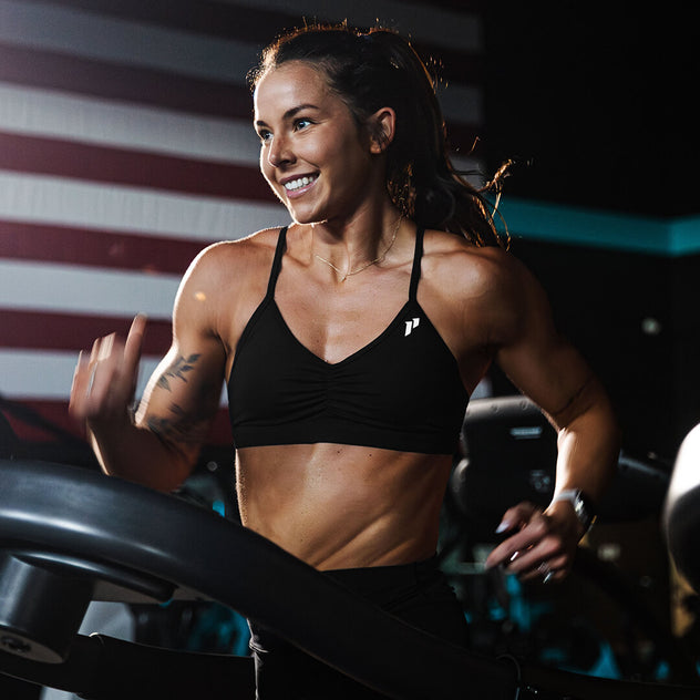 Lexi Johnson runs on treadmill at 1st Phorm
