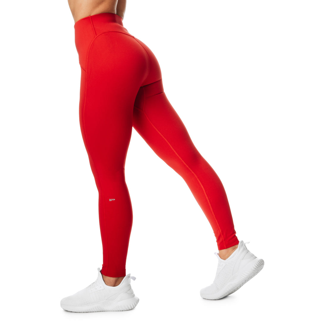 Petite Om Element5 High Waisted Yoga Leggings In Vermilion Red