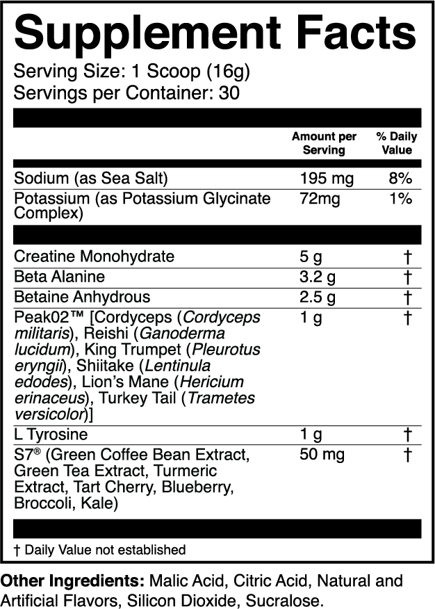 Endura-Formance Berry Lemonade nutrition facts panel
