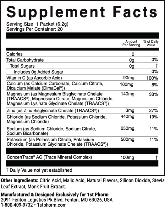 Hydration Daily Strawberry nutrition facts panel