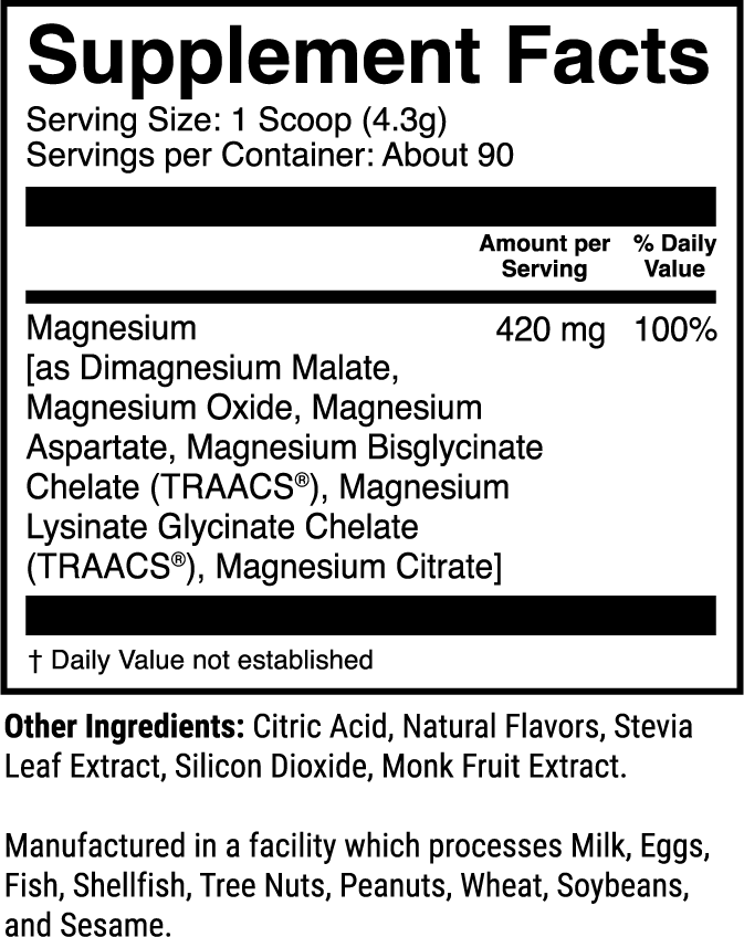 Magnesium Strawberry Kiwi nutrition facts panel