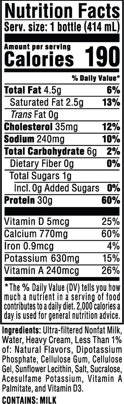 Nutrition Facts for Vanilla