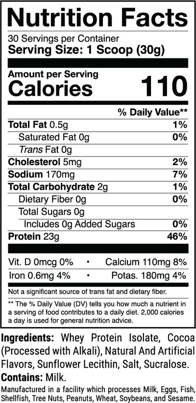 Nutrition Facts for Choco Crunch OUT OF STOCK-