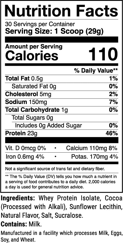 Phormula-1 Chocolate Mint Cookie nutrition facts panel (1 of 2)