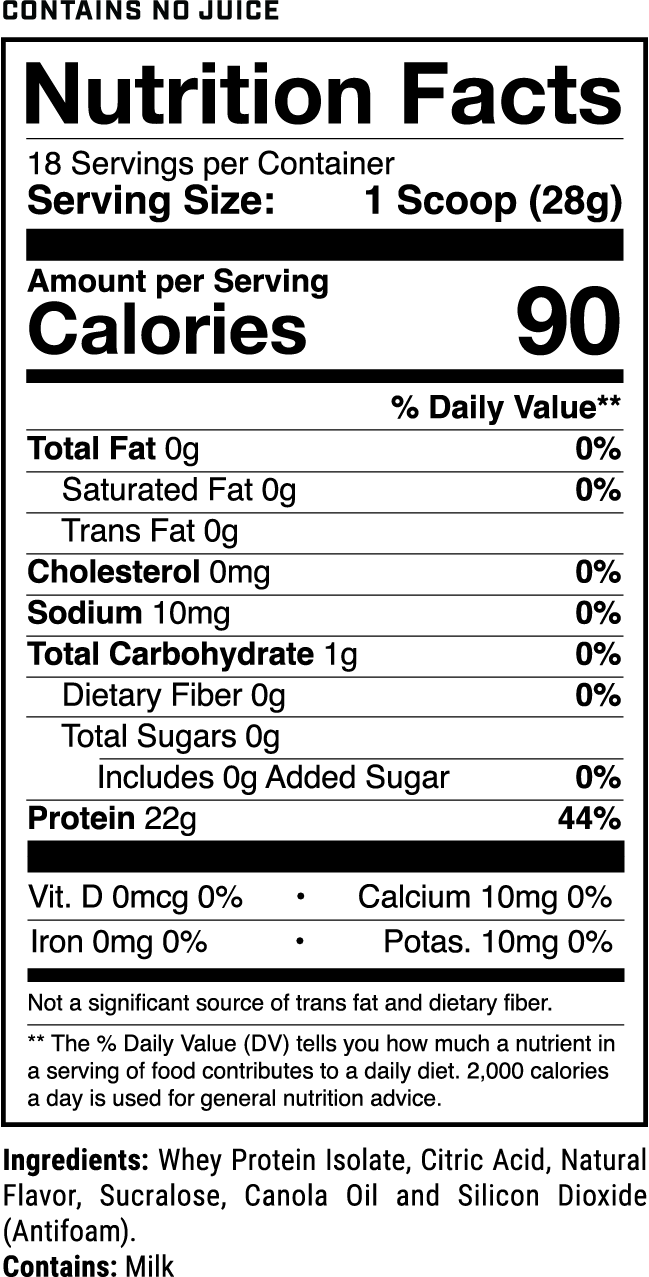 Phormula-1 Clear Rainbow Sherbet nutrition facts panel