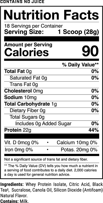 Nutrition Facts for Sweet Tea OUT OF STOCK-