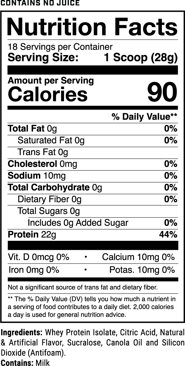Phormula-1 Clear Watermelon nutrition facts panel