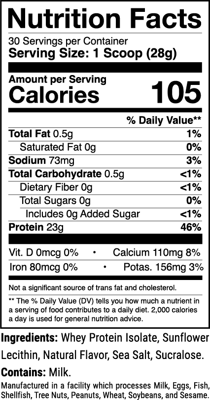 Phormula-1 Cookies and Cream nutrition facts panel