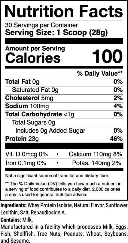 Phormula-1 Natural Strawberry nutrition facts panel (1 of 2)