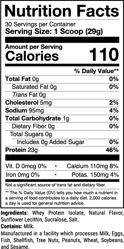 Phormula-1 Root Beer Float nutrition facts panel