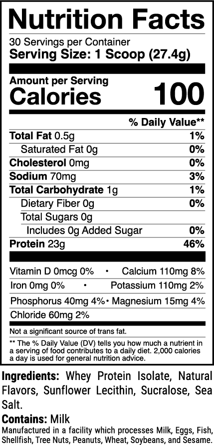 Phormula-1 Strawberry nutrition facts panel