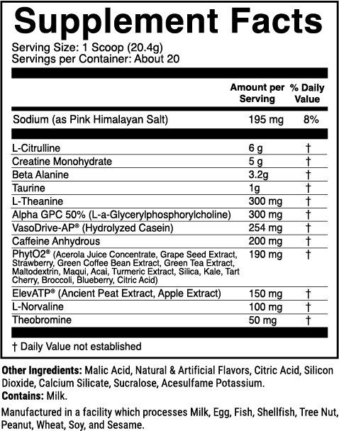 Project-1 Rainbow Sherbet nutrition facts panel