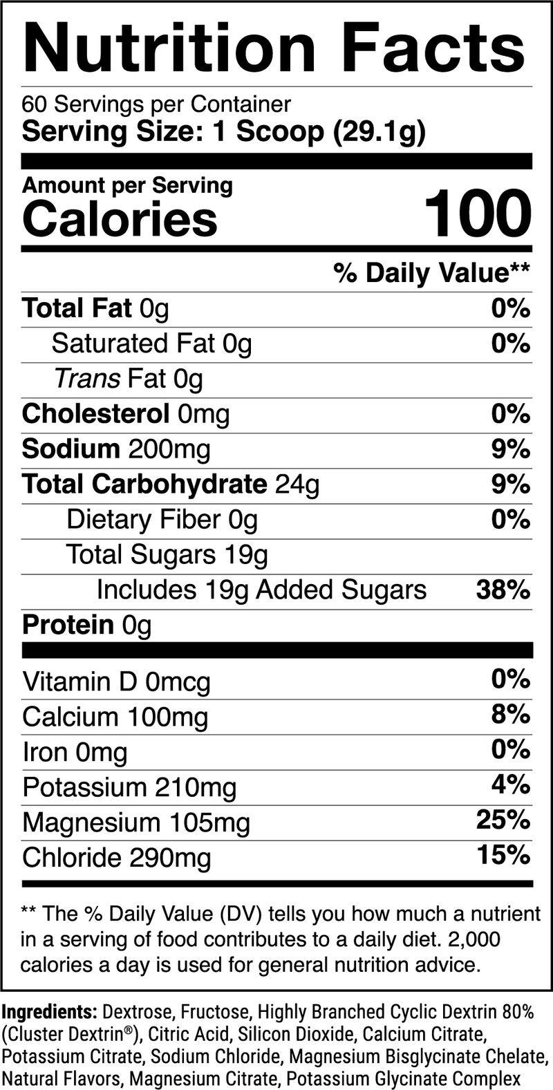 Ultra-Formance Lemon Lime nutrition facts panel